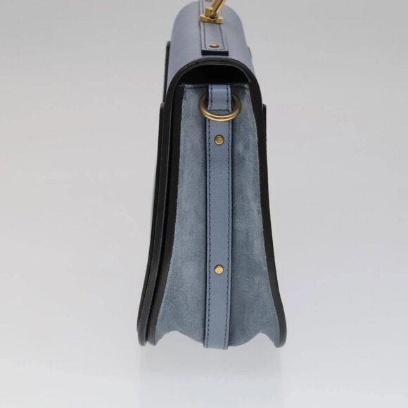 Chloe Nile Hand Bag Leather 2way Light Blue Gold Auth 111358V - Picture 8 of 16